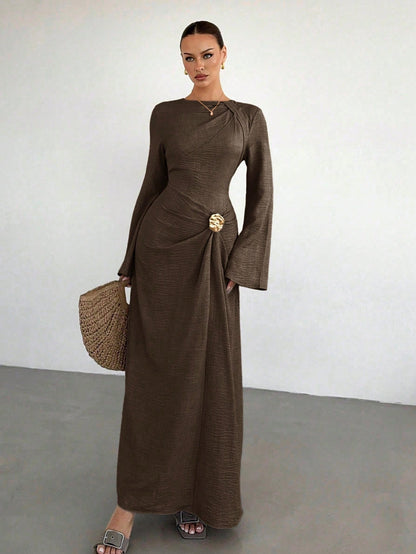 Siren Beige long sleeve dress