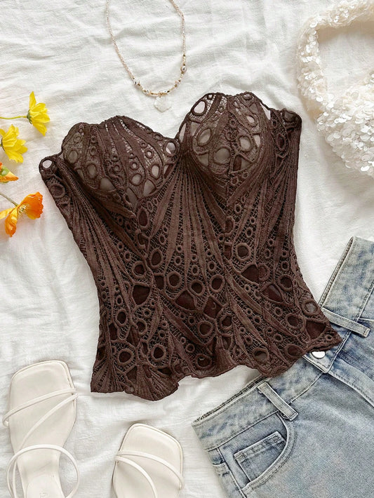 Lace herringbone court corset