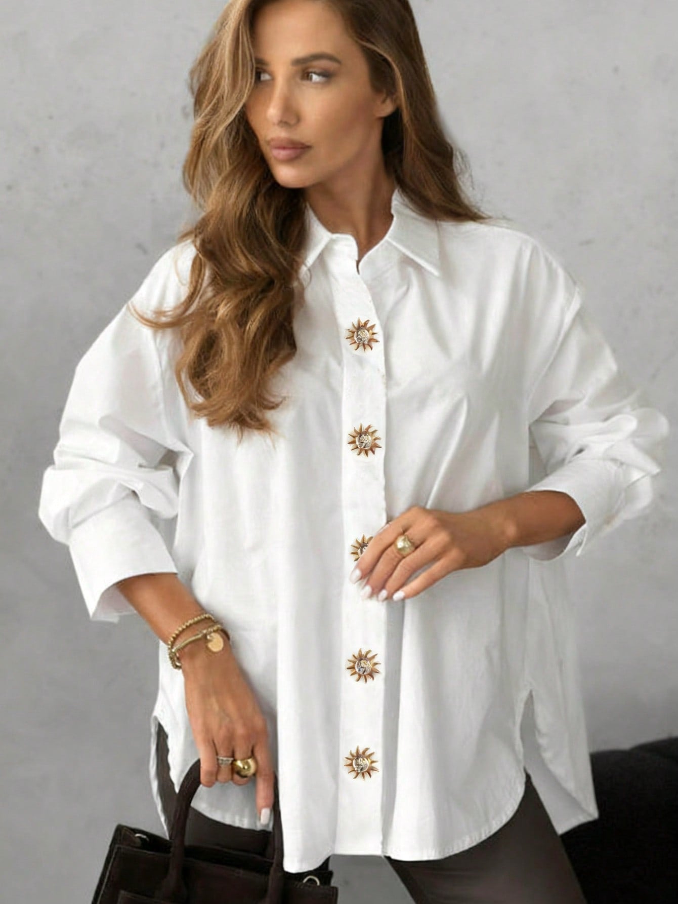 Sunflower Metal Buckle
Decor Shirt