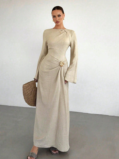 Siren Beige long sleeve dress