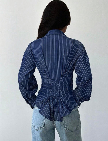 Striped long sleeve blouse