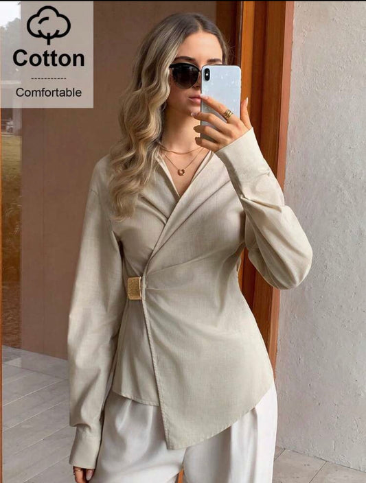 Cross Tie Waist Blouse