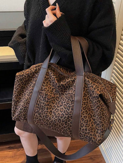 Leopard Print Leather Handbag