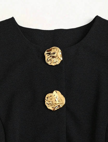 French Style Metal Button Blazer