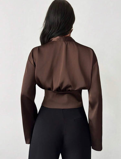 Dark Brown satin Blouse