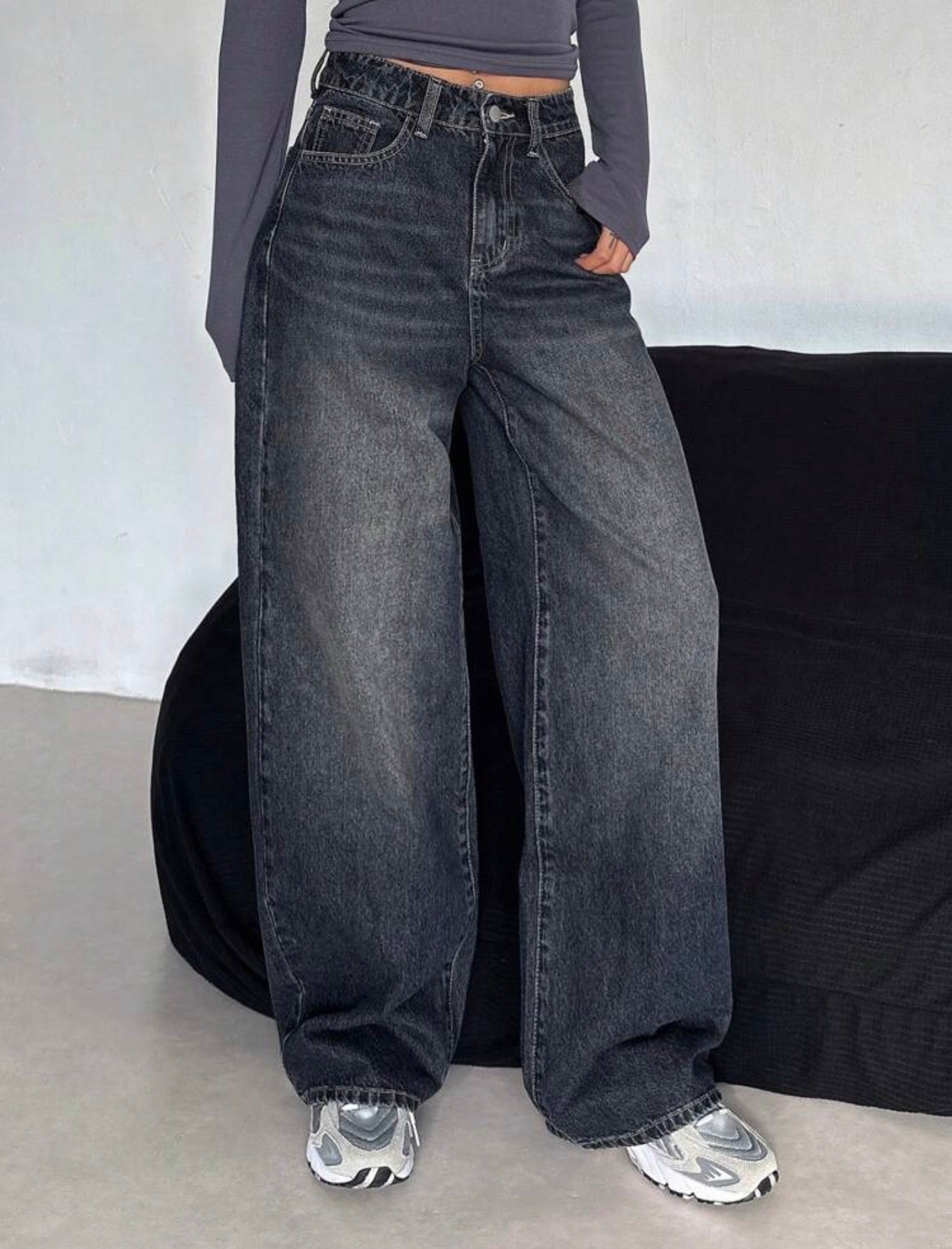 Straight leg denim jeans