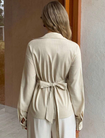 Cross Tie Waist Blouse