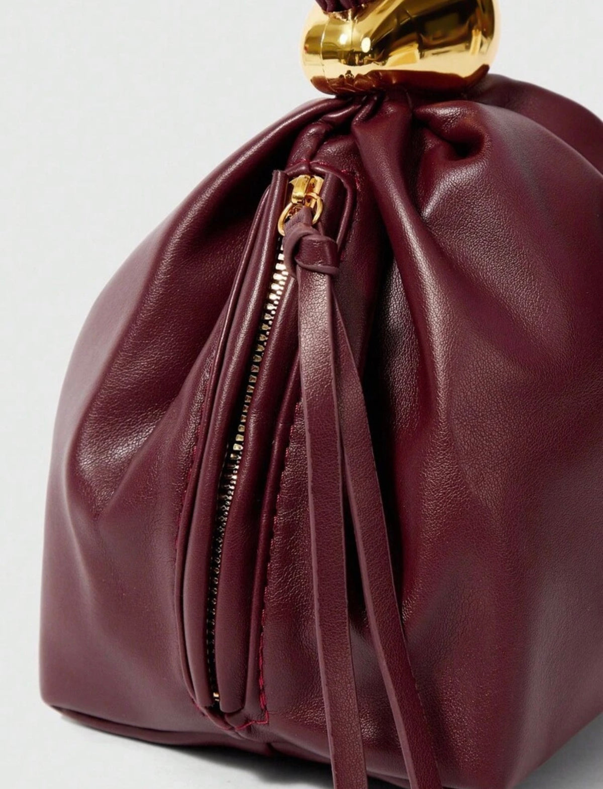 Leather Solid Cloud Ruffle Decor Mini Handbag