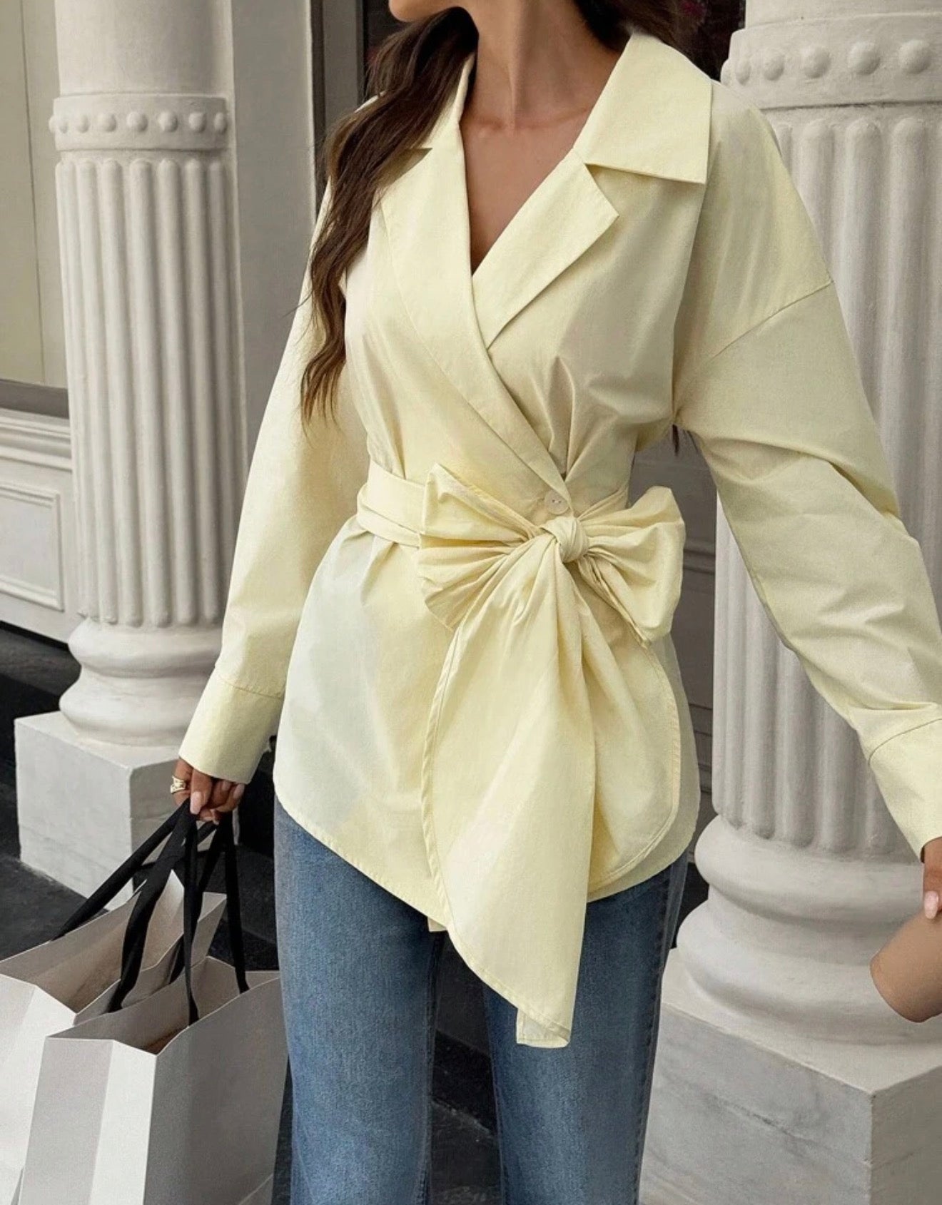 Lapel NeckCriss-Cross Wrap Tie