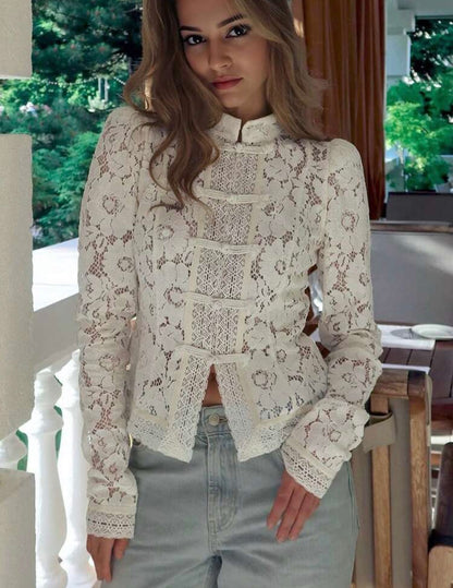 Elegant semi Sheer Lace blouse