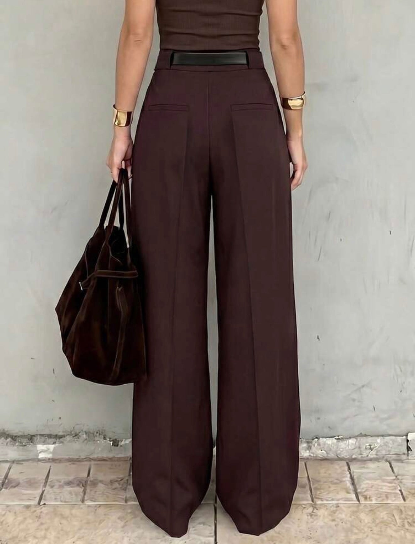 High- Waisted Straight Pants