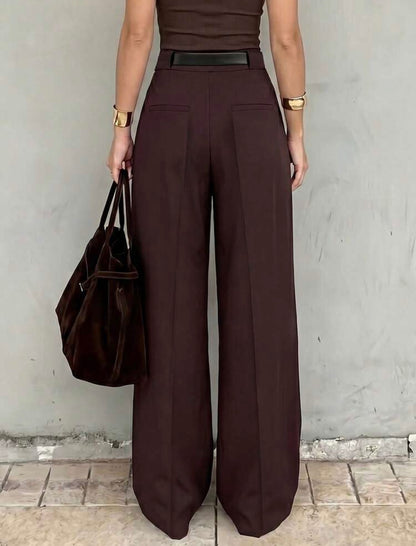 High- Waisted Straight Pants