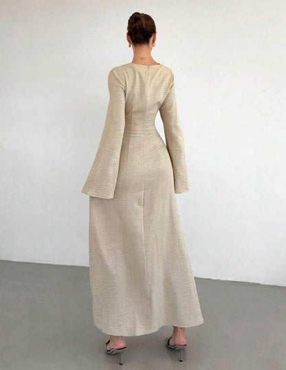 Siren Beige long sleeve dress