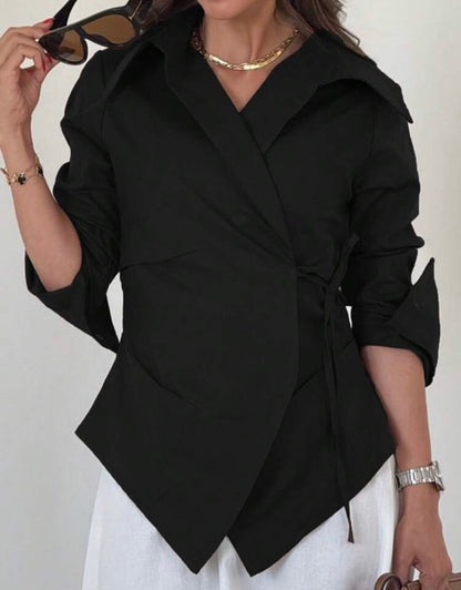Waist Tie Long Sleeve Blouse