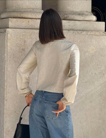 Pleated Round Neck Blouse
