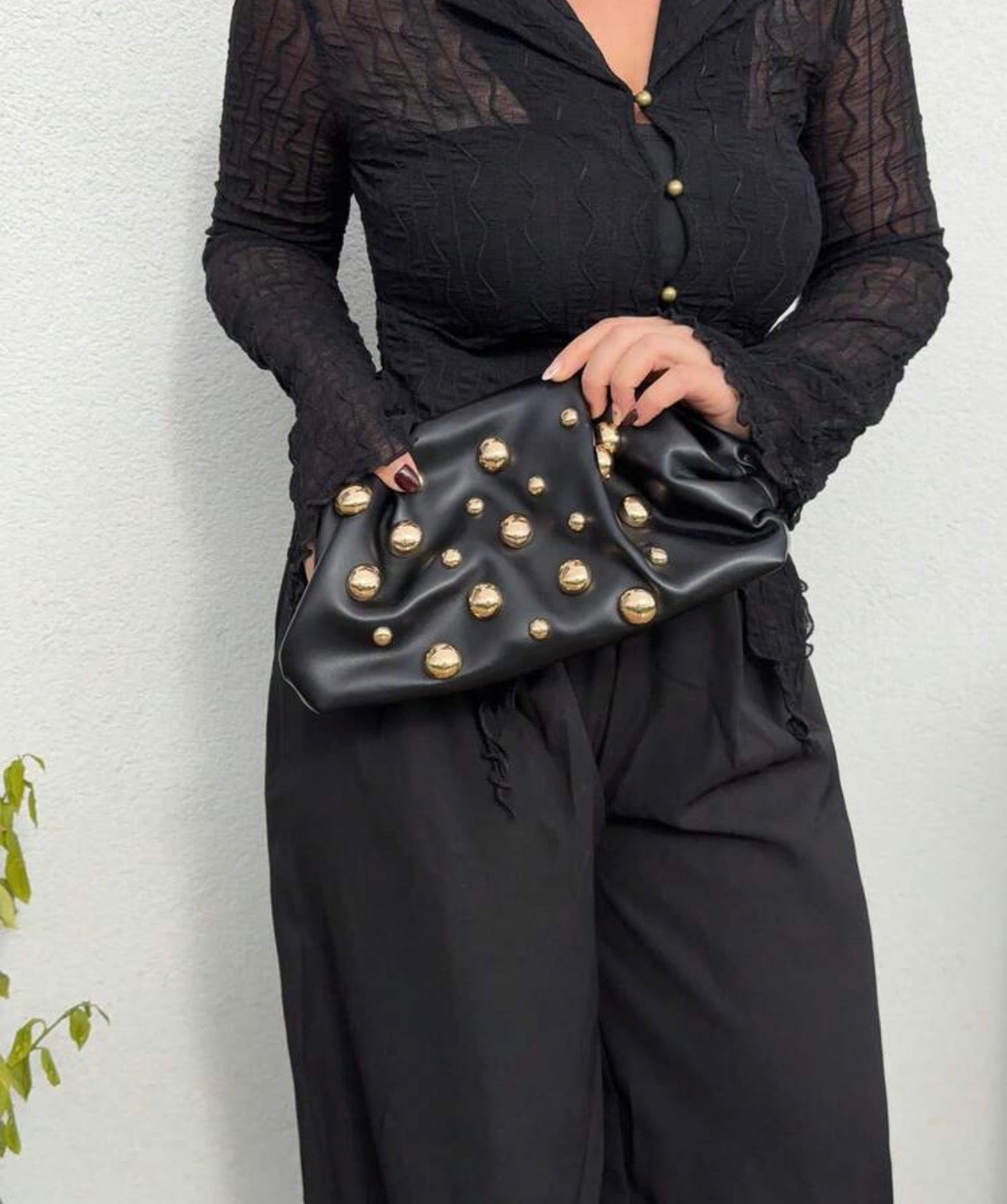 Black leather Clutch bag