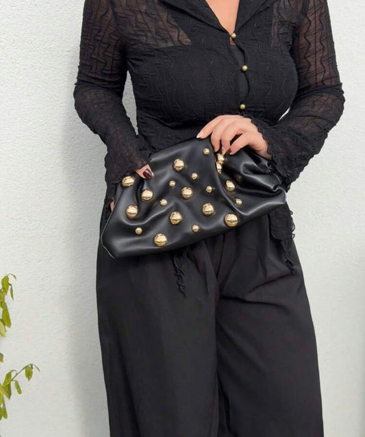 Black leather Clutch bag