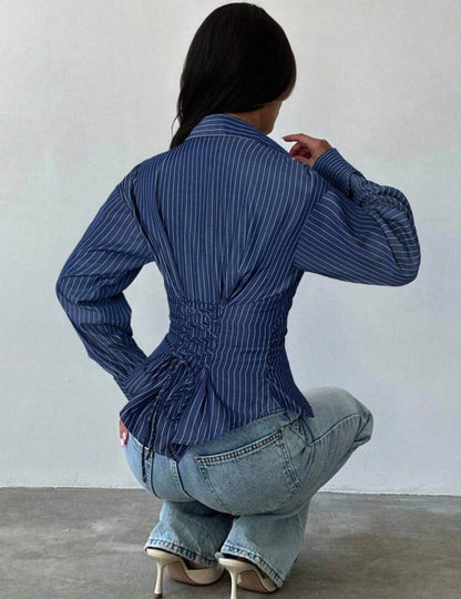 Striped long sleeve blouse