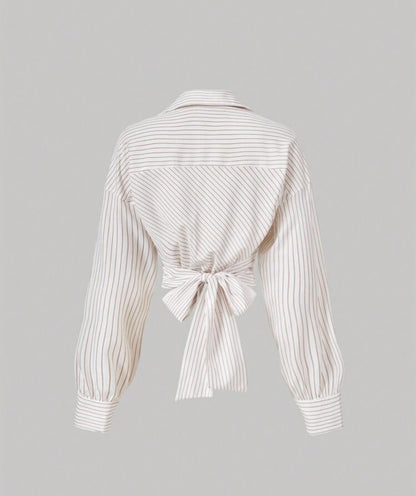 Striped Wrapped Long Sleeve blouse