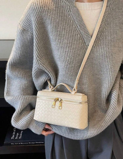 Leather woven texture bag