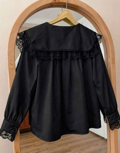 Loose Peter Pan Collar Long Sleeve Shirt