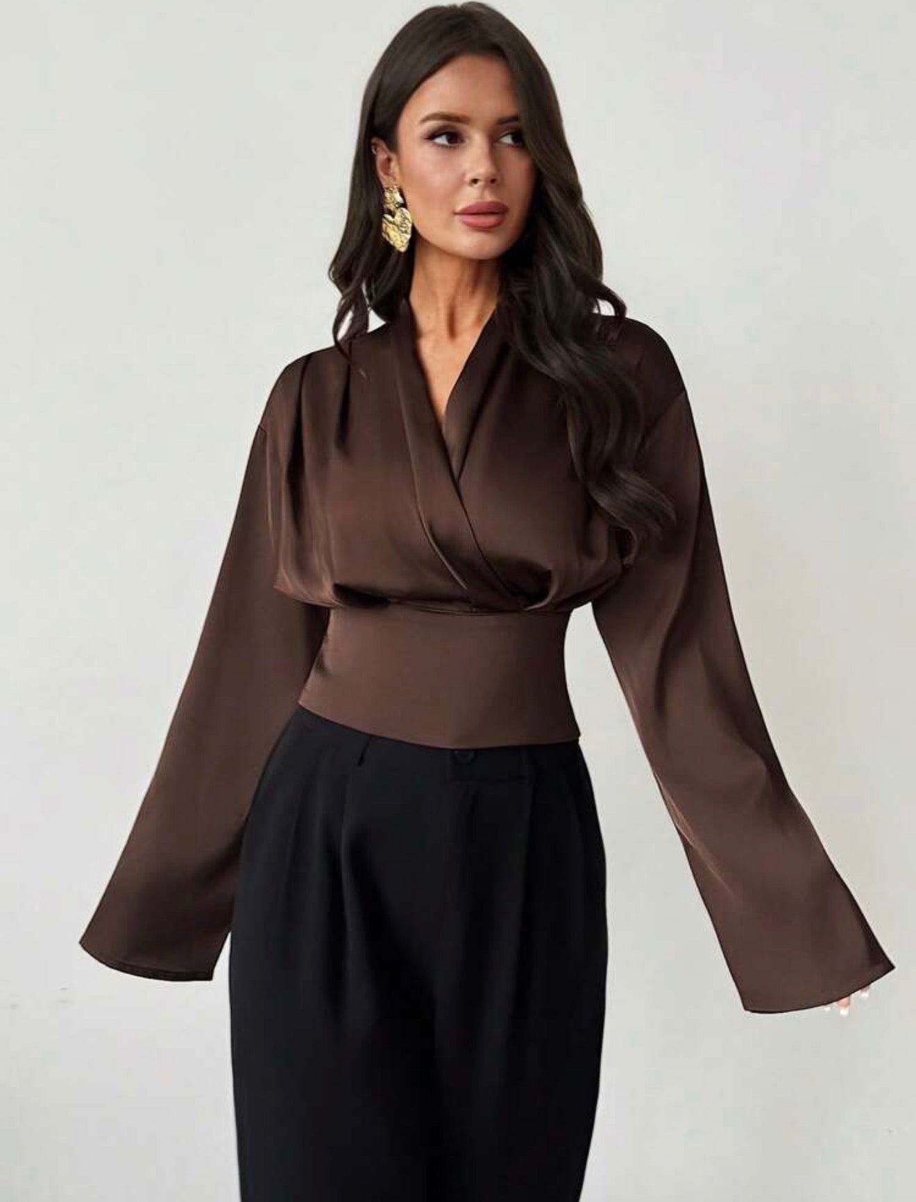 Dark Brown satin Blouse
