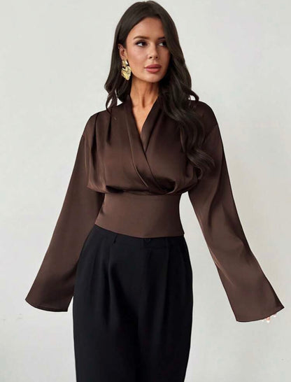 Dark Brown satin Blouse