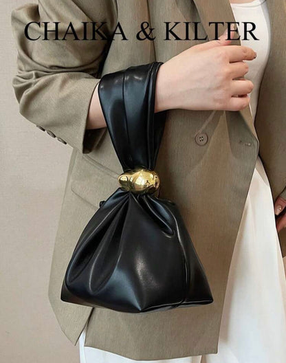 Leather Solid Cloud Ruffle Decor Mini Handbag