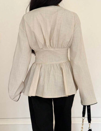 Pure Cotton Waist long Sleeve Blouse