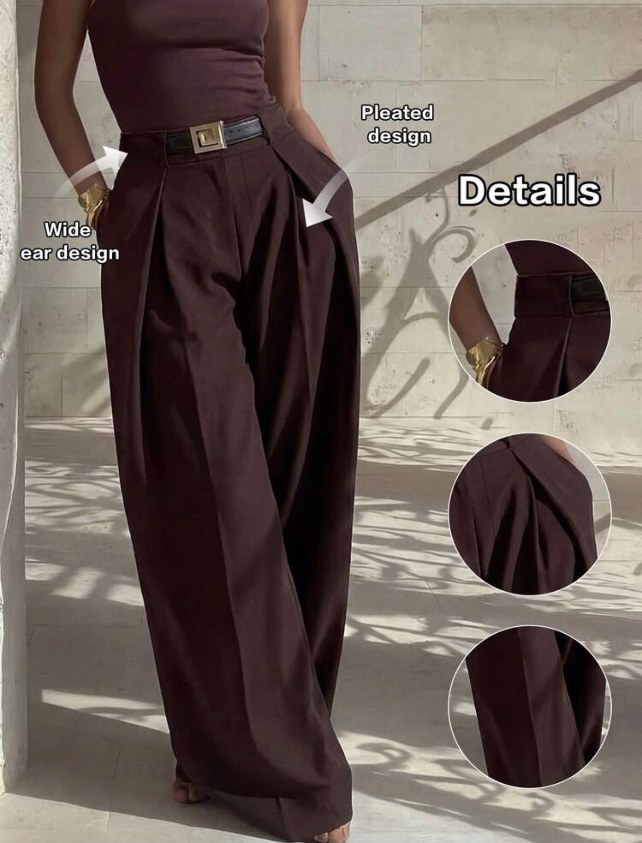 High- Waisted Straight Pants