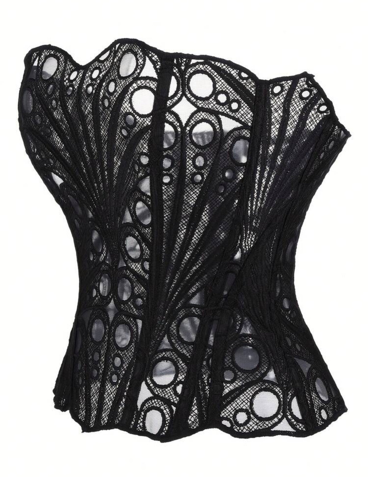 Black Floral Lace Sheer Cutout Cropped Camisole Top