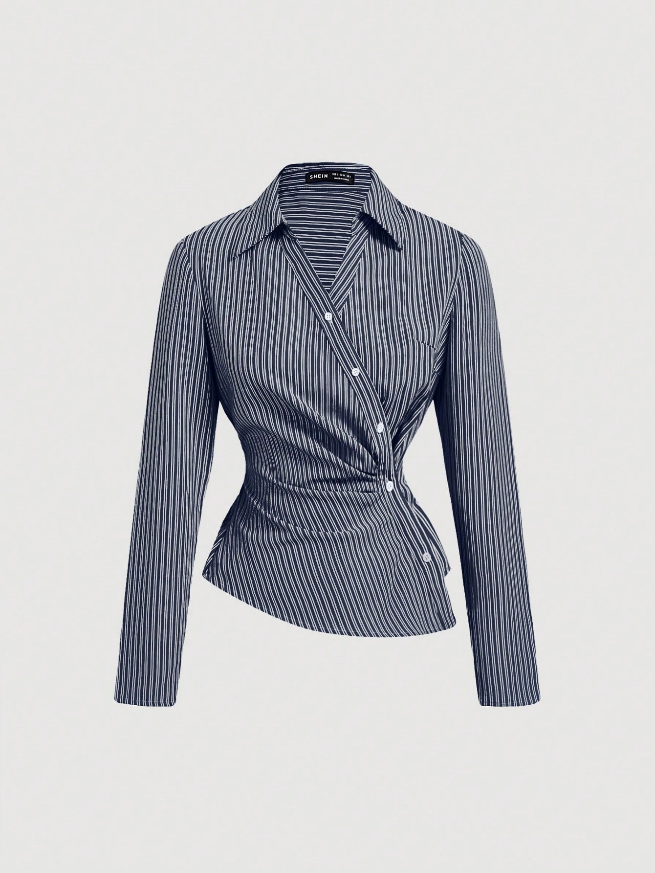 Striped Turndown Collar blouse