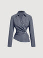 Striped Turndown Collar blouse