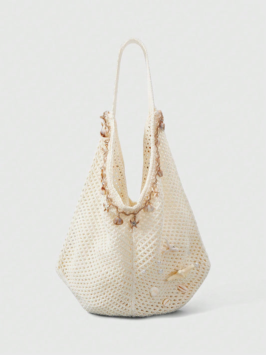 Woven beach tote bag