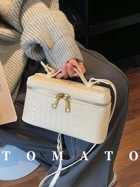 Leather woven texture bag