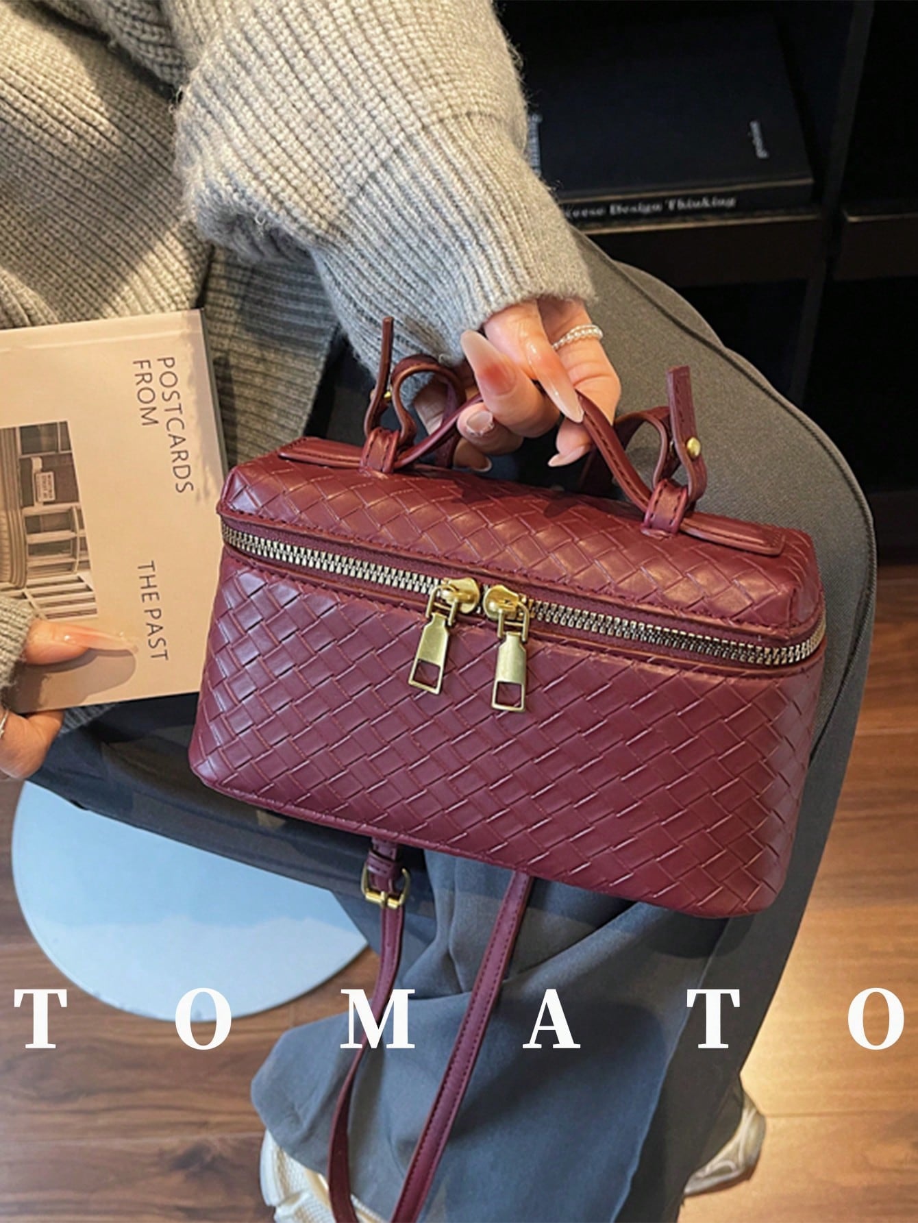 Leather woven texture bag