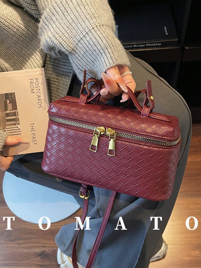 Leather woven texture bag