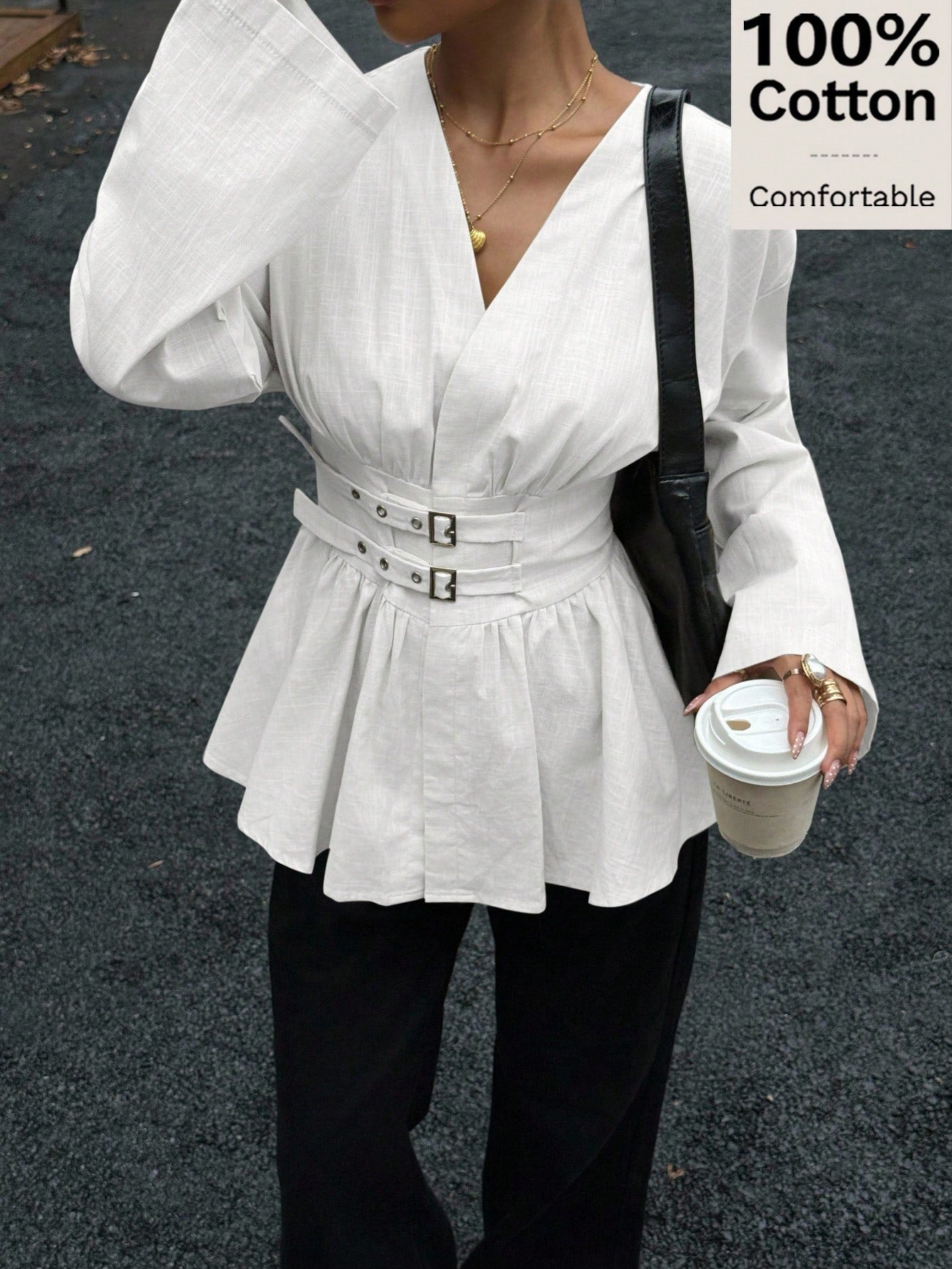 Cotton long sleeve blouse