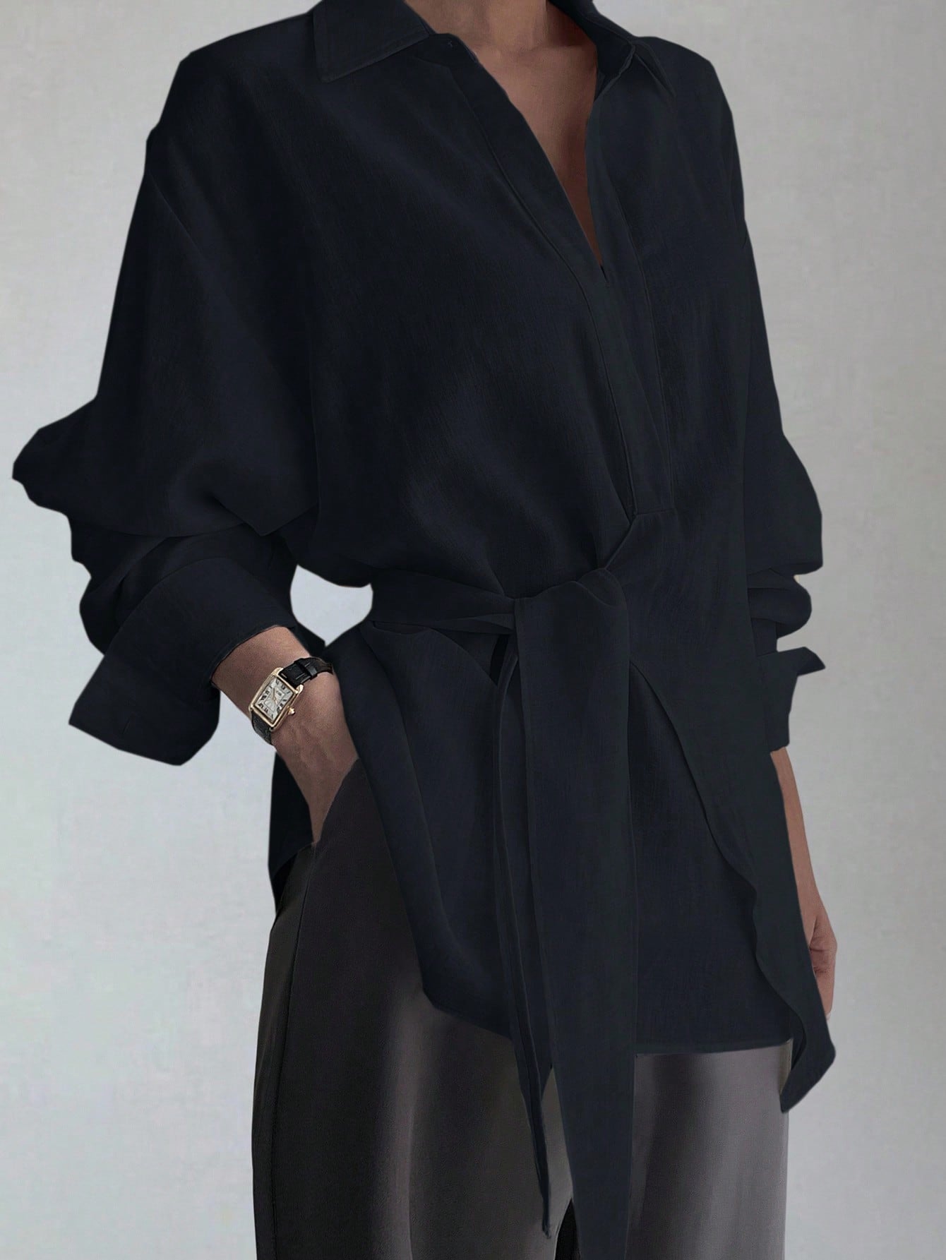 Half-Placket tie Blouse