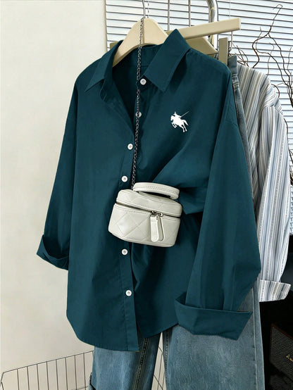 Logo Casual loose long shirt