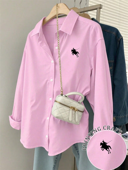 Logo Casual loose long shirt