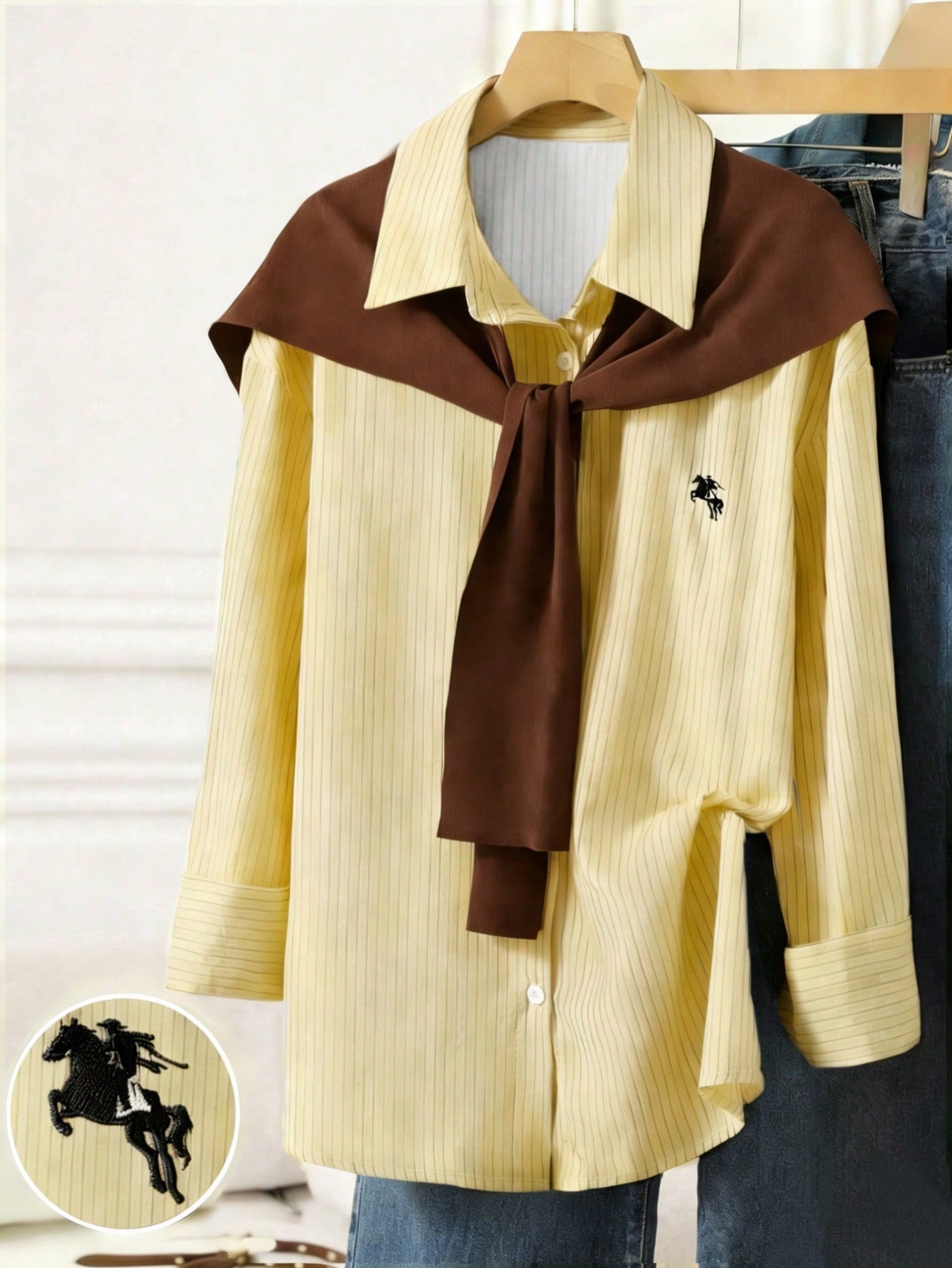 Patchwork Knit poncho 2in1 Shirt
