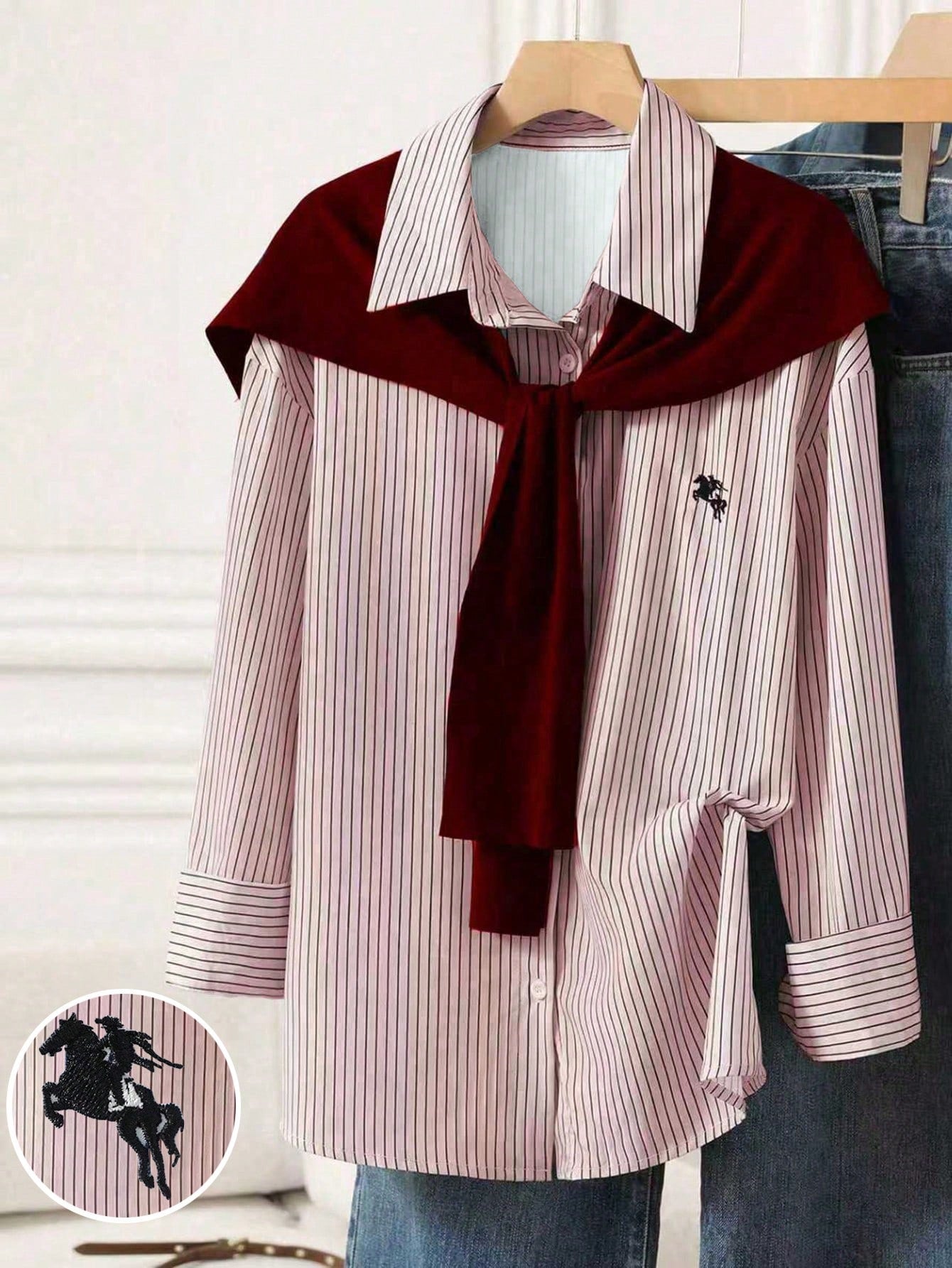 Patchwork Knit poncho 2in1 Shirt