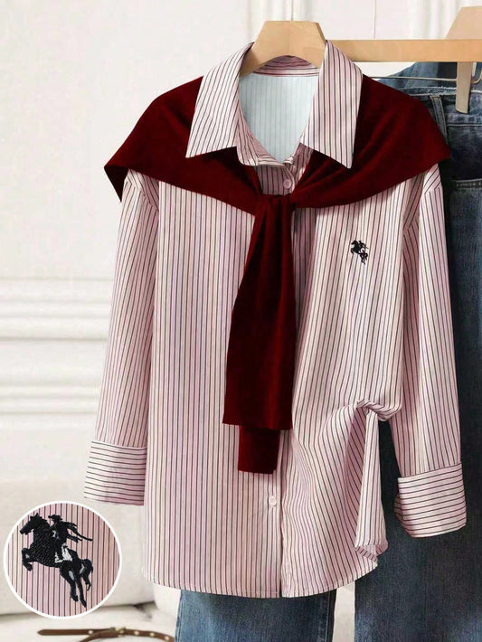 Patchwork Knit poncho 2in1 Shirt