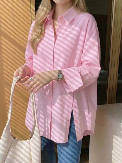 Solid Color front button Shirt