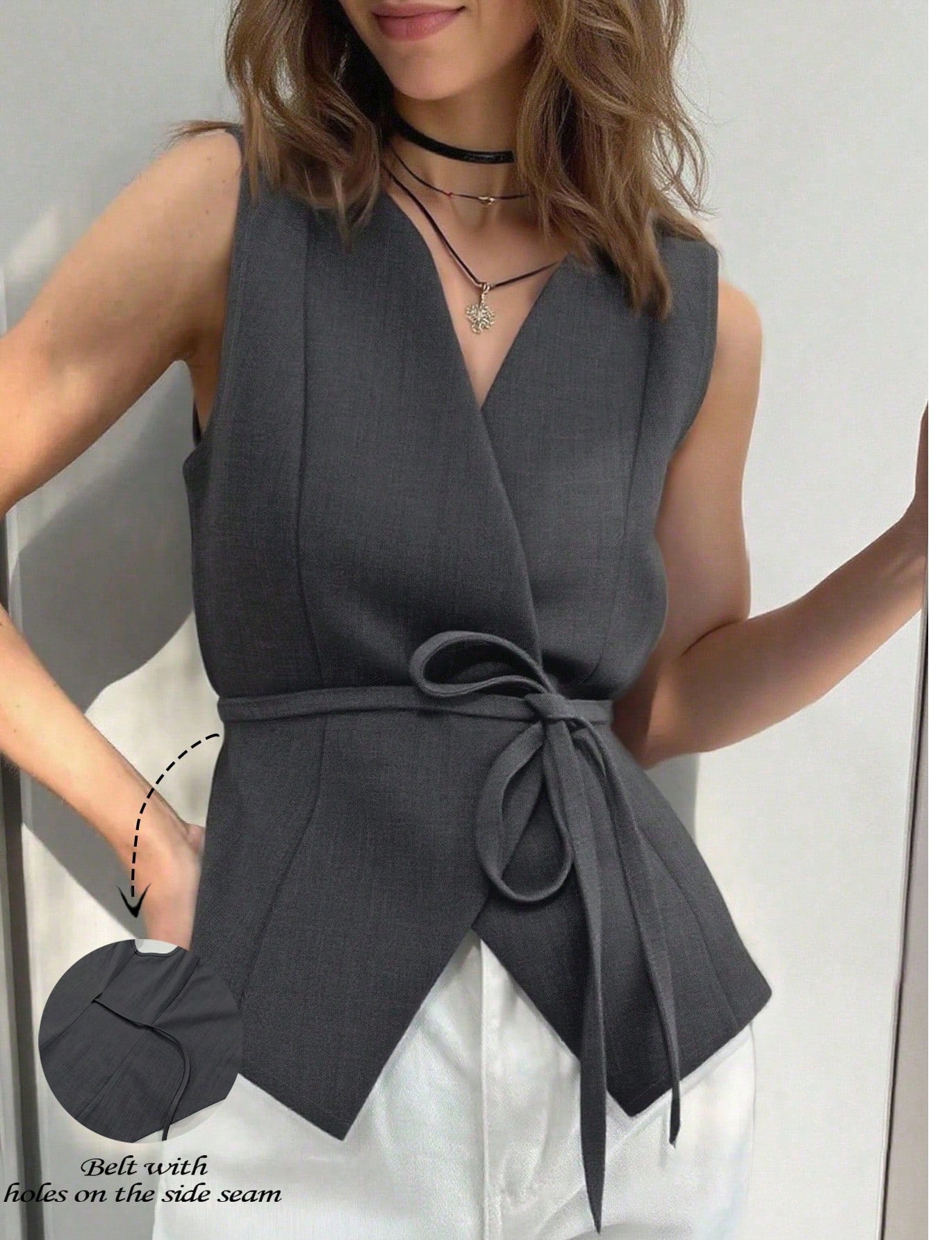 Minimalist design Tie-up Camisole