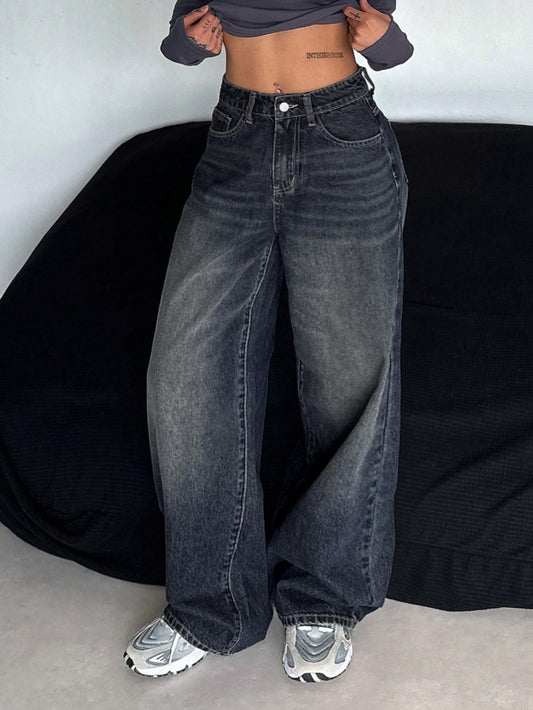 Straight leg denim jeans
