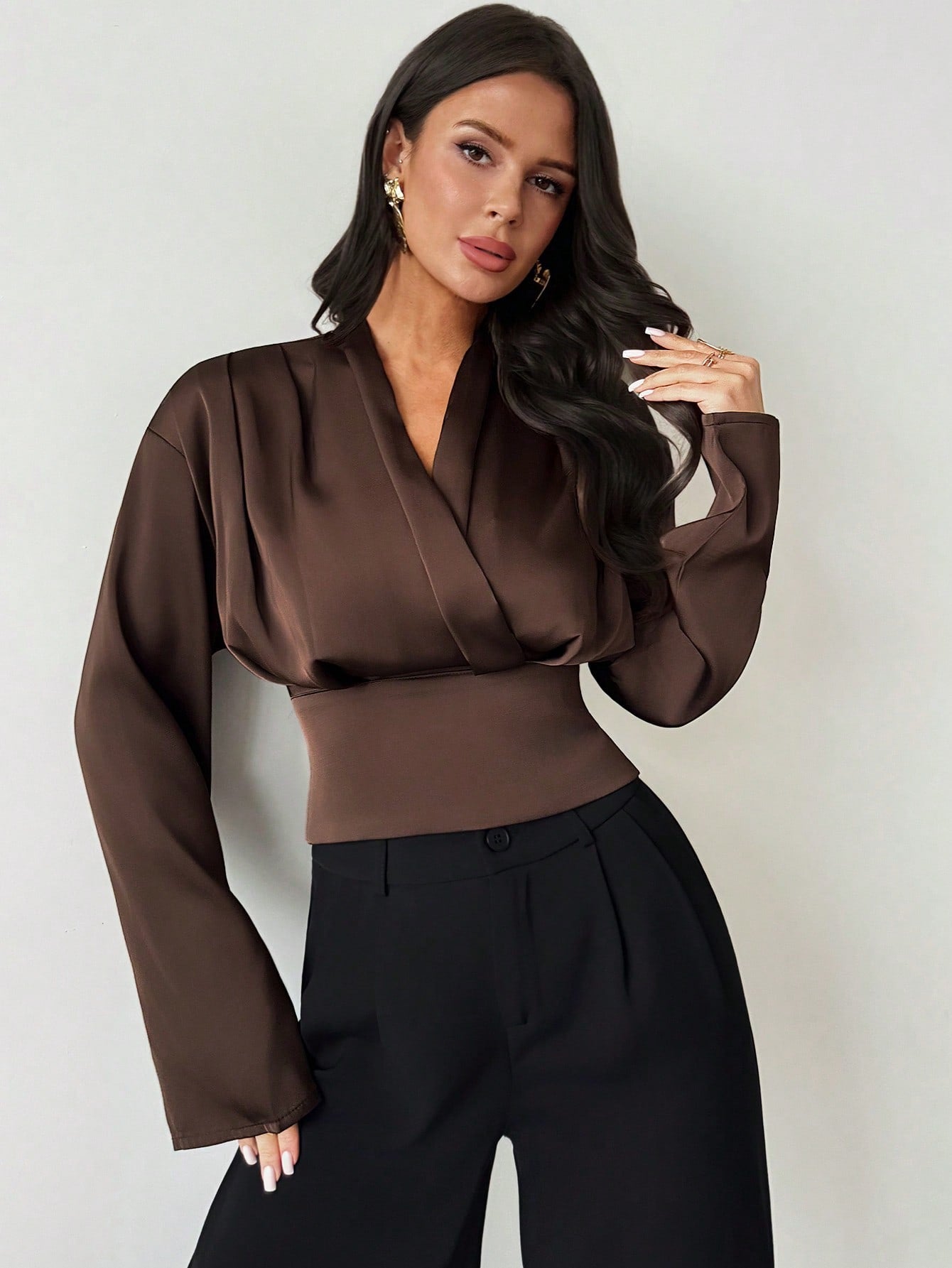 Dark Brown satin Blouse