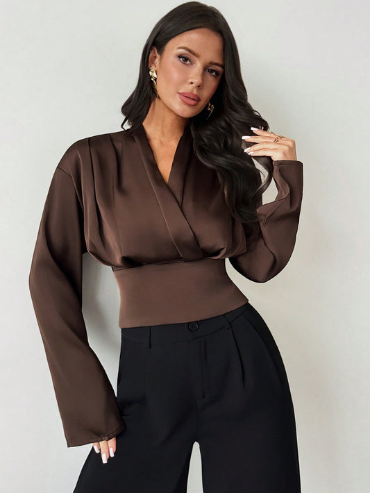 Dark Brown satin Blouse