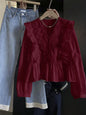 Patchwork Ruffle Trim  blouse